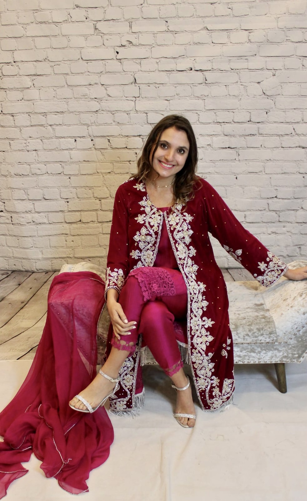 Buy Prune Mohi Velvet Dress With Embroidered Jacket Online - RI.Ritu Kumar  India Store View
